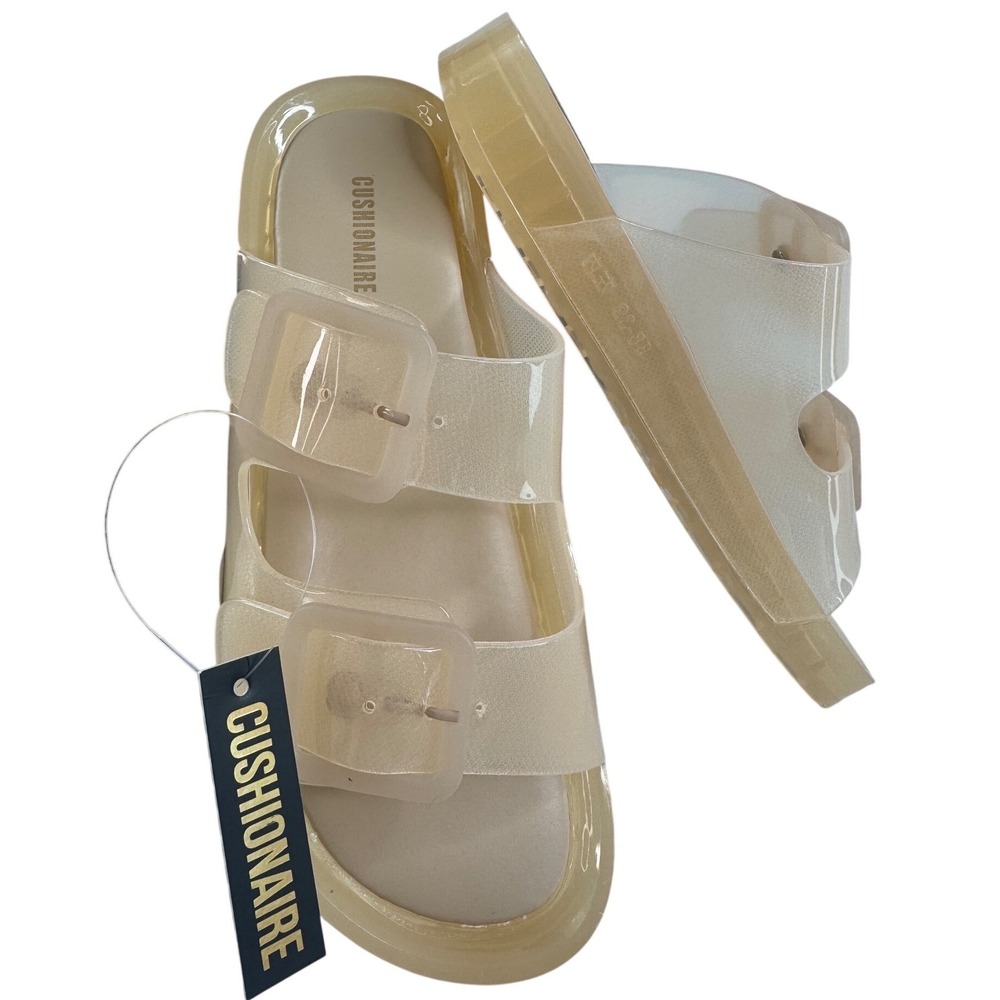 Cushionaire Pool Champagne Jelly Slide Sandals Double Buckle Waterproof Women 8M